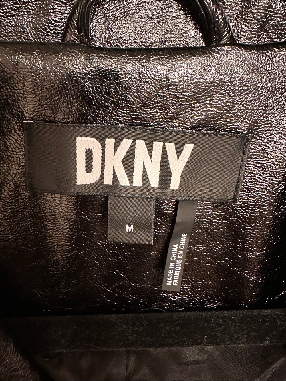DKNY Black Faux Patent Leather Moto Jacket - Picture 2 of 10